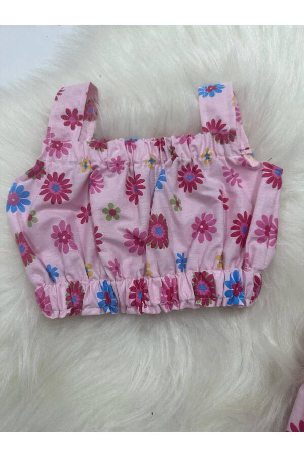 Floral Pattern Crop Pants Suit - 3