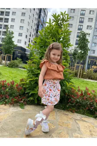 Floral Print Buttoned Skirt-Cream - 6