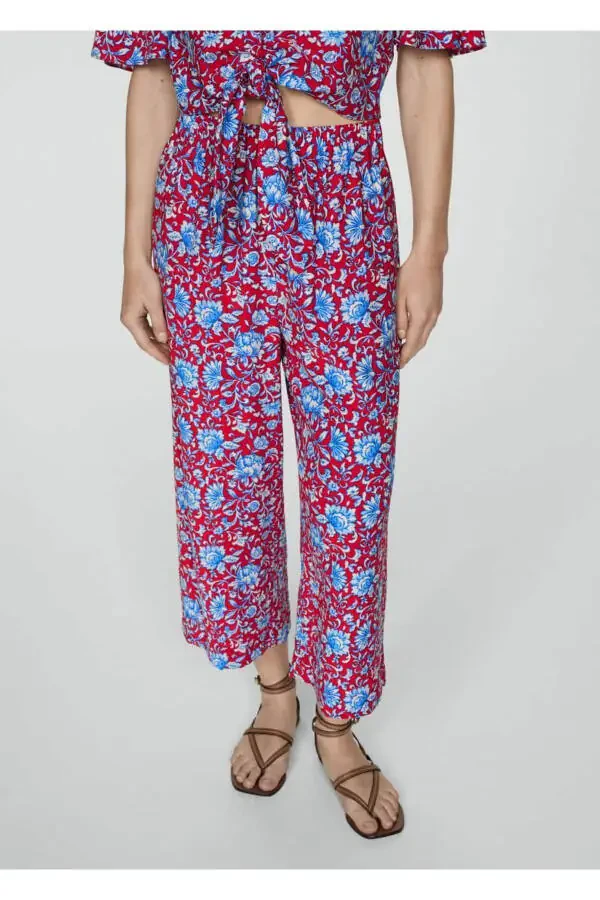 Floral Print Culotte Pants - 1