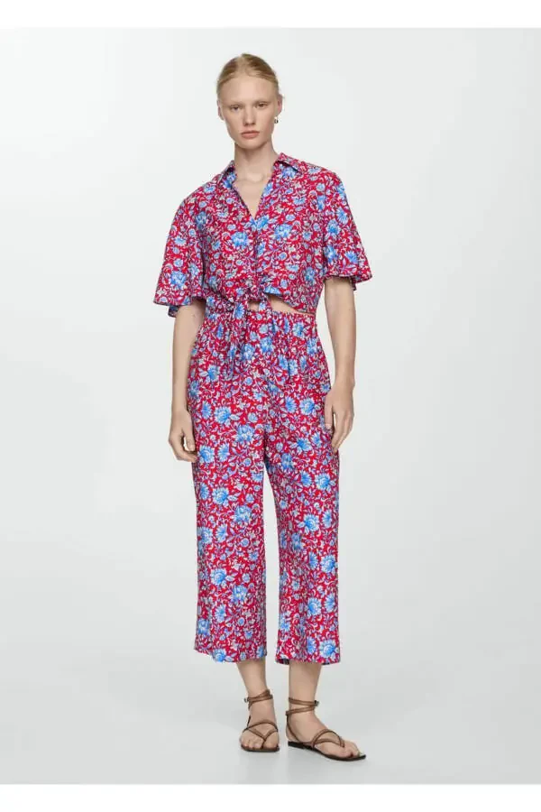 Floral Print Culotte Pants - 2