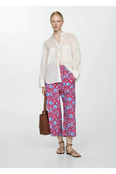 Floral Print Culotte Pants - 7