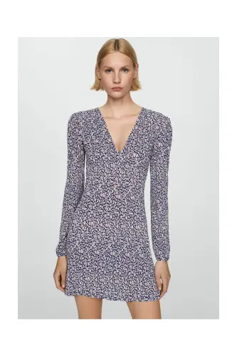 Floral print dress - Dark Navy - MANGO WOMAN (1)