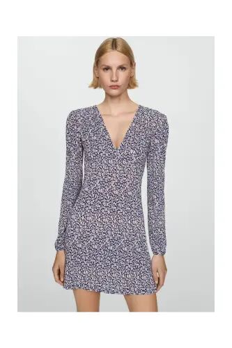 Floral print dress - Dark Navy - MANGO WOMAN (1)