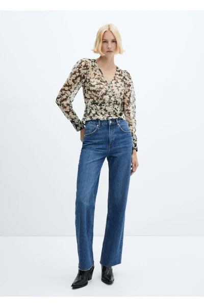 Floral Print Envelope Blouse - 2