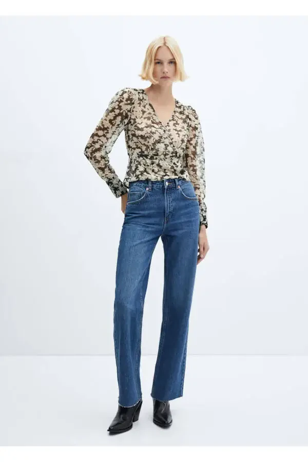 Floral Print Envelope Blouse - 2