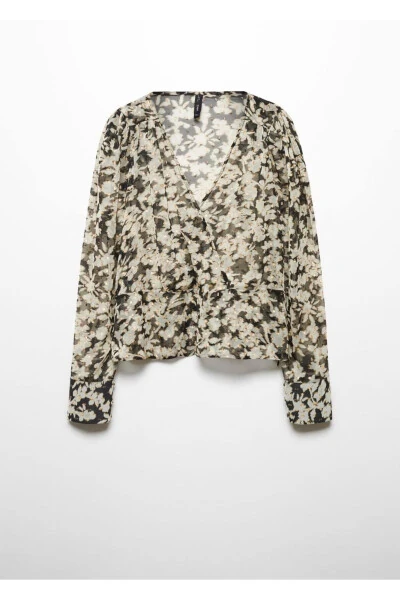 Floral Print Envelope Blouse - 3