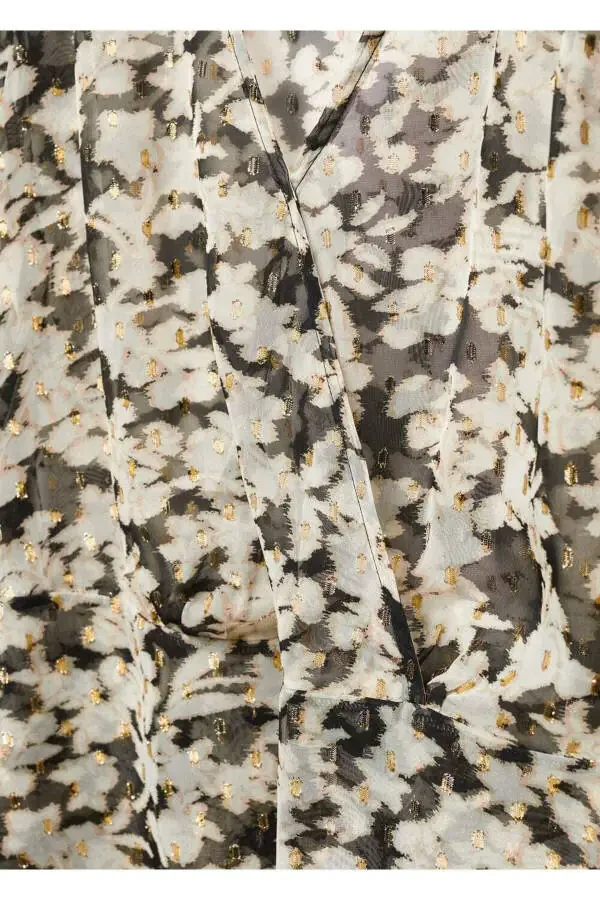 Floral Print Envelope Blouse - 5