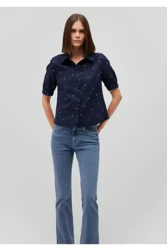 Floral Print Navy Shirt Fitted - 1