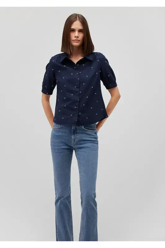 Floral Print Navy Shirt Fitted - Mavi