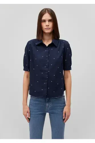 Floral Print Navy Shirt Fitted - 3