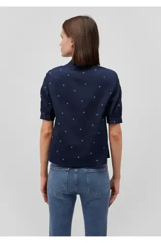 Floral Print Navy Shirt Fitted - 4
