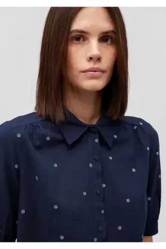 Floral Print Navy Shirt Fitted - 5