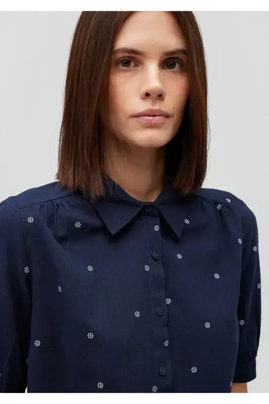 Floral Print Navy Shirt Fitted - 5