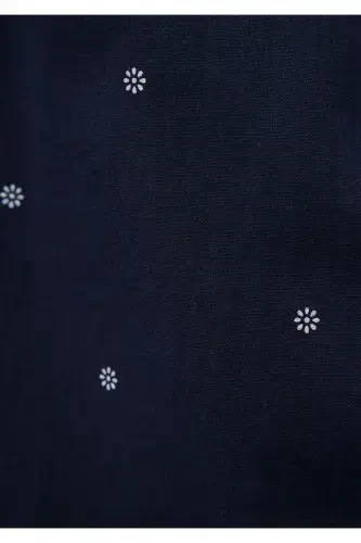 Floral Print Navy Shirt Fitted - 6