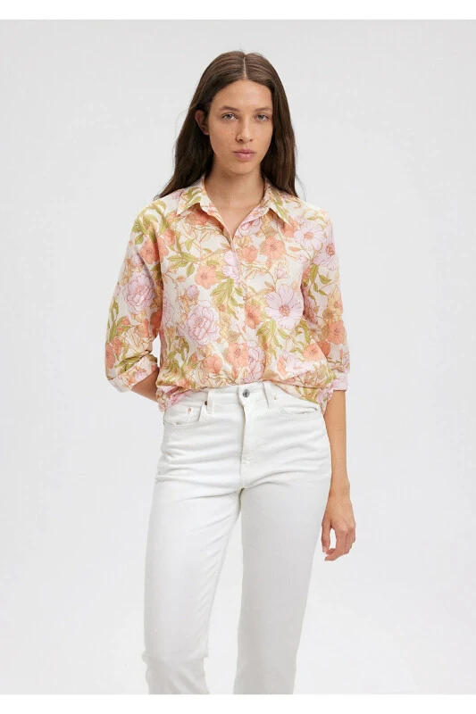 Floral Print Pink Regular Fit Shirt - 1