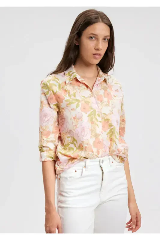 Floral Print Pink Regular Fit Shirt - 2