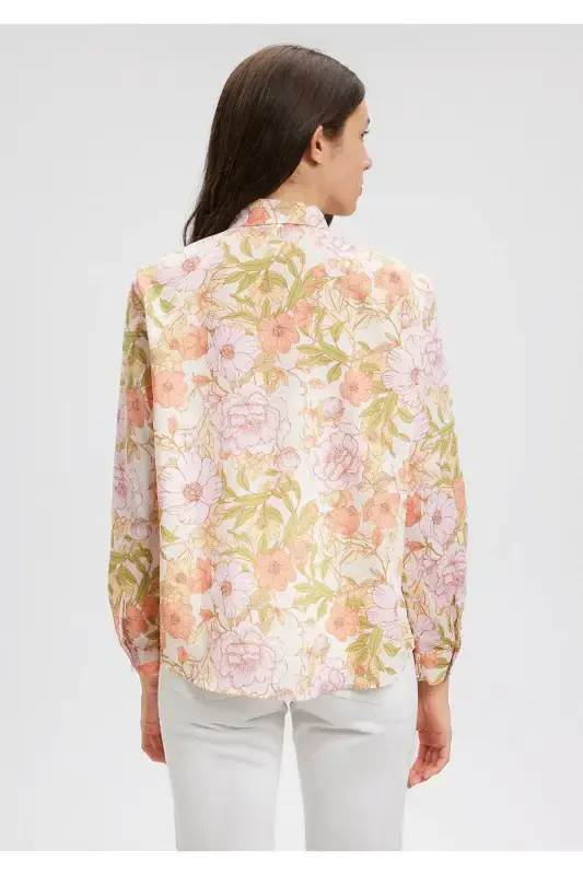 Floral Print Pink Regular Fit Shirt - 4