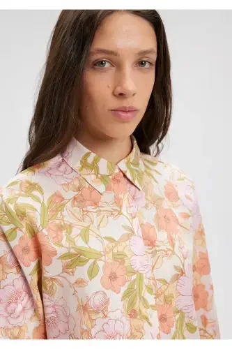 Floral Print Pink Regular Fit Shirt - 5