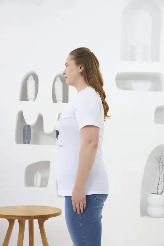 Floral Print Plus Size T-Shirt White - 3