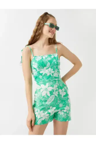 Floral Print Spaghetti Strap Mini Romper - 1