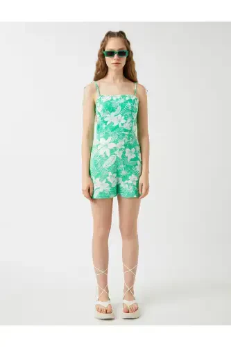 Floral Print Spaghetti Strap Mini Romper - 4