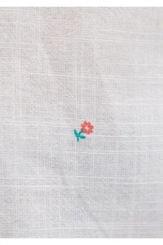 Floral Print White Shirt Fitted / Slim Fit 1210060-90701-White - 7