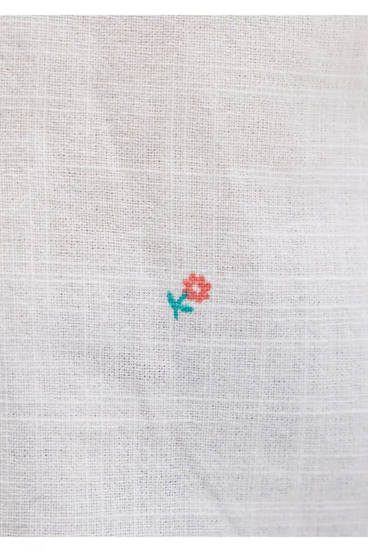 Floral Print White Shirt Fitted / Slim Fit 1210060-90701-White - 7