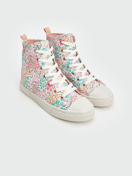 Floral Printed Girls Ankle-High Sports Shoes - 6