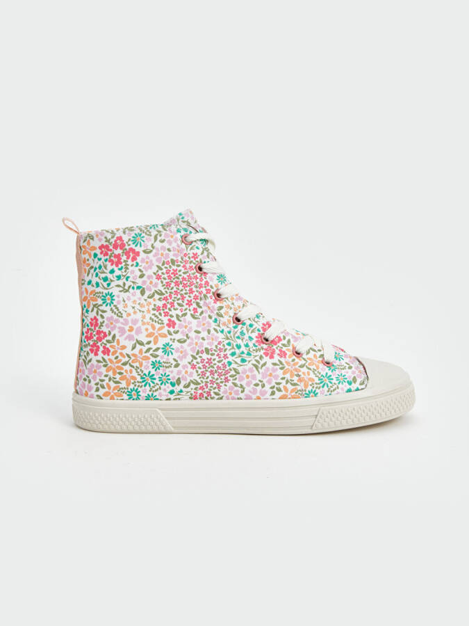 Floral Printed Girls Ankle-High Sports Shoes - 7