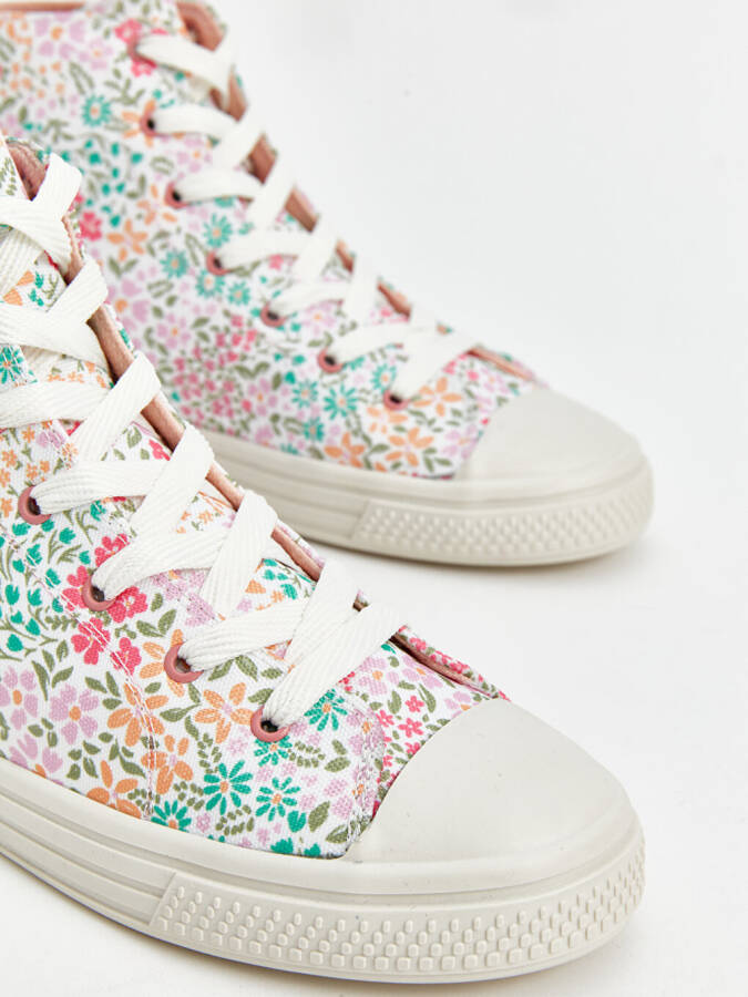 Floral Printed Girls Ankle-High Sports Shoes - 8