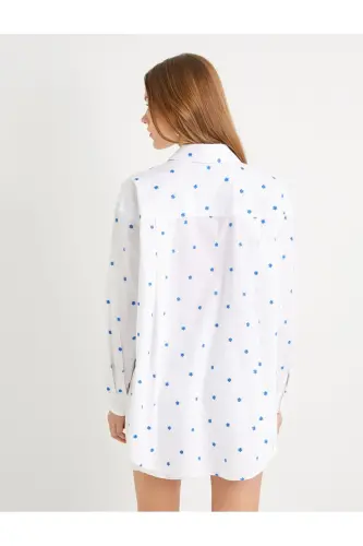 Floral Shirt Embroidered Buttoned Classic Collar Standard Fit - 4