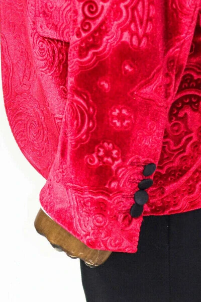 Floral Velvet Burgundy Men's Tuxedo Jacket - Wessi - 8