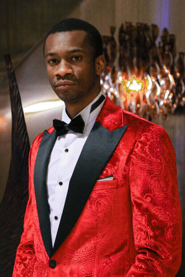 Floral Velvet Burgundy Men's Tuxedo Jacket - Wessi - 2