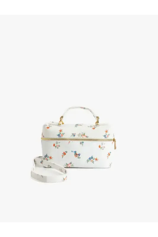 Floral Zippered Handle Strap Crossbody Bag - 1