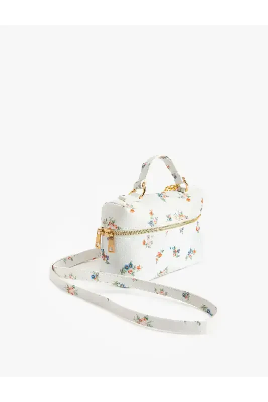 Floral Zippered Handle Strap Crossbody Bag - 2