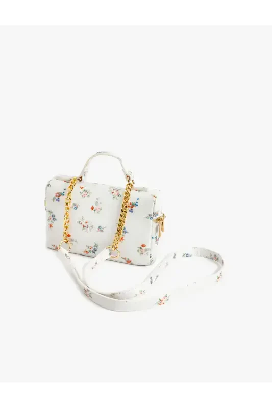 Floral Zippered Handle Strap Crossbody Bag - 3