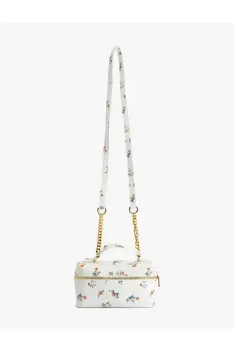 Floral Zippered Handle Strap Crossbody Bag - 4
