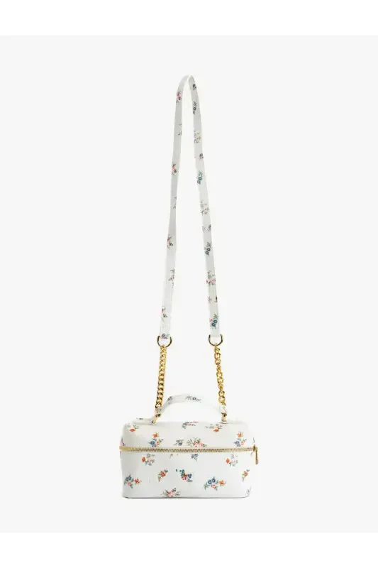Floral Zippered Handle Strap Crossbody Bag - 4