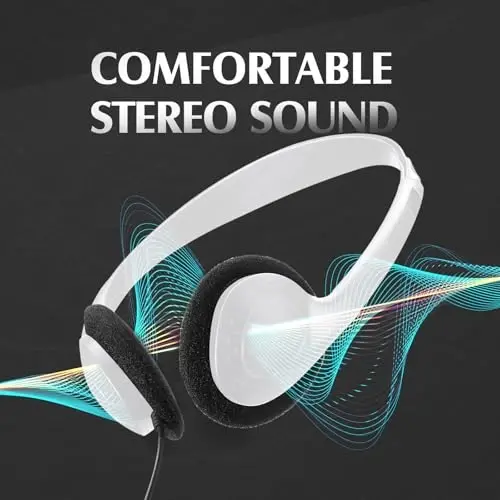 Flutesan 20 Pack Headphones Bulk for Classroom School Students Libraries Wired On Ear Headphones Over The Head Earphones for Class Children Teen Boys Girls Adults(White) - 5