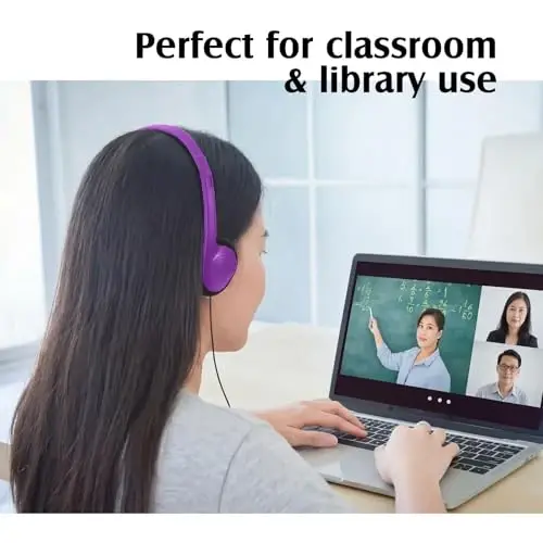 Flutesan 20 Pack Headphones Bulk for Classroom School Students Libraries Wired On Ear Headphones Over The Head Earphones for Class Children Teen Boys Girls Adults (Purple) - FLUTESAN (1)