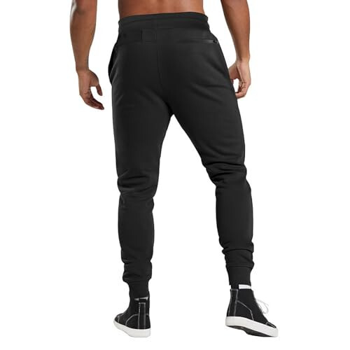 FLOSHO Erkek Terlemesi, Jogger Pantolon Erkek Atletik Elastik Bel Bantlı Pamuklu Pantolon Lounge Moda Düz Bağcıklı Pantolon - 3