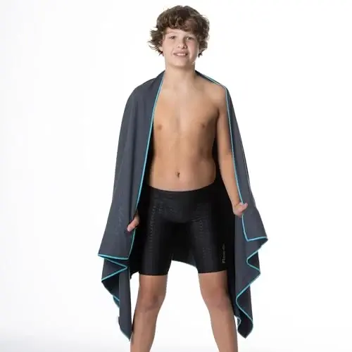 Flow Hydro Sport Towel - Microfiber Quick Dry Swimming Towels for Swim, Pool, Triathlon, and Other Water Sports in Medium, Large, Extra Large, and Hooded Sizes (Gray, Large (60
