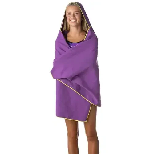 Flow Hydro Sport Towel - Microfiber Quick Dry Swimming Towels for Swim, Pool, Triathlon, and Other Water Sports in Medium, Large, Extra Large, and Hooded Sizes (Purple, Large w/Hood) - 4