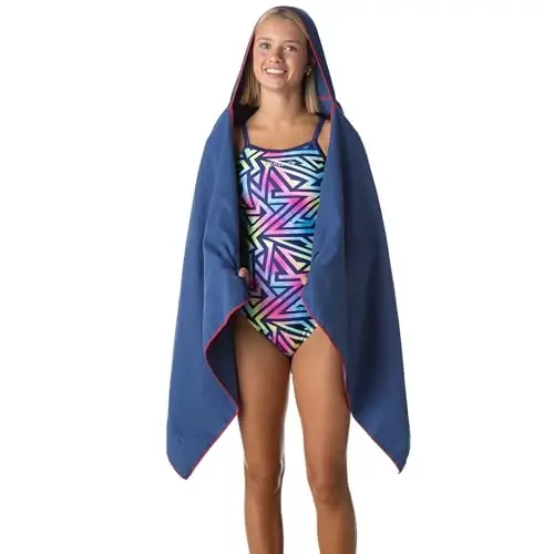 Flow Hydro Sport Towel - Microfiber Quick Dry Swimming Towels for Swim, Pool, Triathlon, and Other Water Sports in Medium, Large, Extra Large, and Hooded Sizes (Navy, Large w/Hood) - 4
