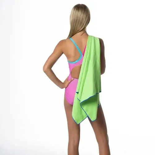 Flow Hydro Sport Towel - Microfiber Quick Dry Swimming Towels for Swim, Pool, Triathlon, and Other Water Sports in Medium, Large, Extra Large, and Hooded Sizes (Lime, Medium (48