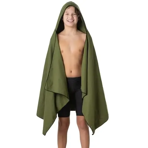 Flow Hydro Sport Towel - Microfiber Quick Dry Swimming Towels for Swim, Pool, Triathlon, and Other Water Sports in Medium, Large, Extra Large, and Hooded Sizes (Army Green, Large w/Hood) - FLOW SWIM GEAR