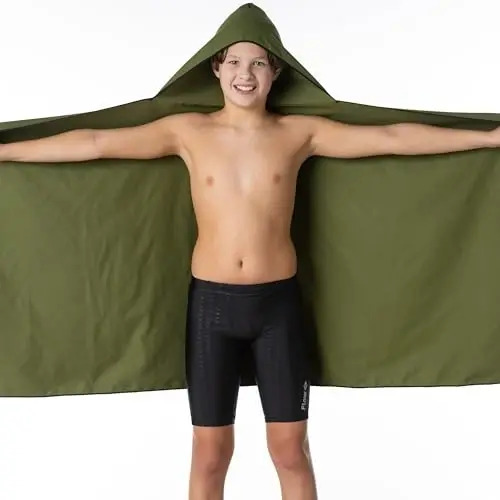 Flow Hydro Sport Towel - Microfiber Quick Dry Swimming Towels for Swim, Pool, Triathlon, and Other Water Sports in Medium, Large, Extra Large, and Hooded Sizes (Army Green, Large w/Hood) - 3