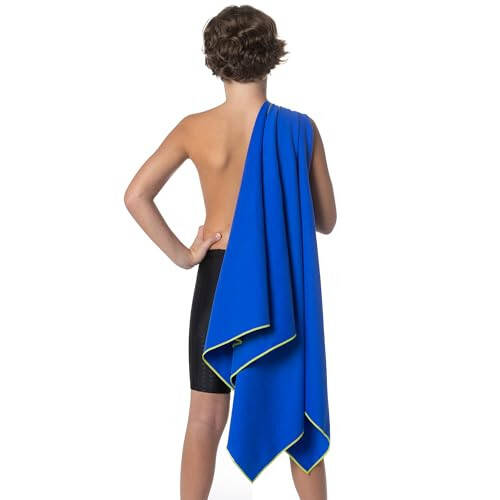 Flow Hydro Sport Havlu - Mikrofiber Hızlı Kuruyan Yüzme Havluları Yüzme, Havuz, Triatlon ve Diğer Su Sporları İçin Orta, Büyük, Ekstra Büyük ve Kapüşonlu Boyutlarda (Mavi, Büyük (60