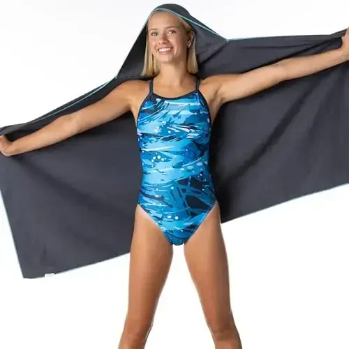 Flow Hydro Sport Sochiq - Microfiber Tez Quriydigan Suzish Sochiqlari Suzish, Hovuz, Triatlon va Boshqa Suv Sportlari uchun O'rta, Katta, Juda Katta va Kaputli O'lchamlar (Kulrang, Katta, Kaputli) - 5