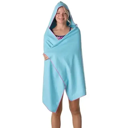 Flow Hydro Sport Towel - Microfiber Quick Dry Swimming Towels for Swim, Pool, Triathlon, and Other Water Sports in Medium, Large, Extra Large, and Hooded Sizes (Aqua, Large w/Hood) - 6